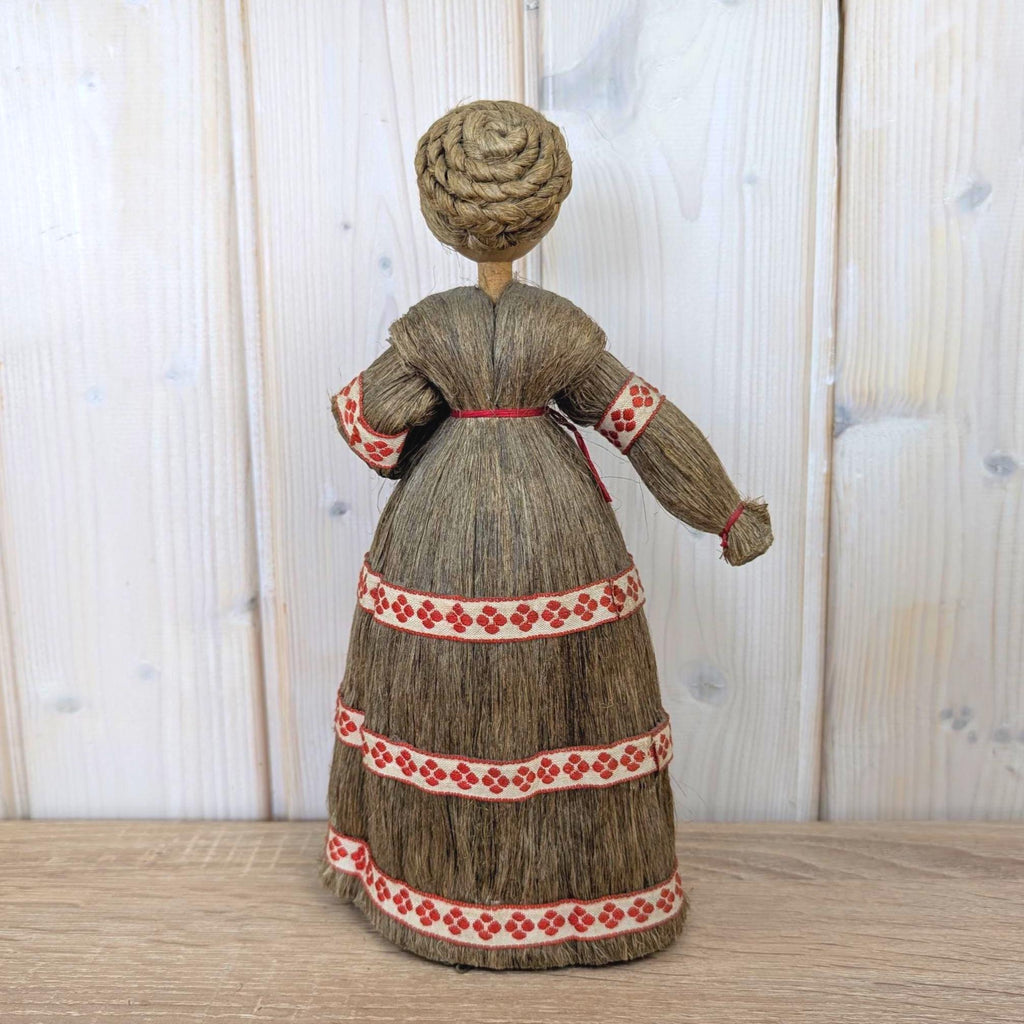 Polish Sisal Folk Doll Set of 3, Mother with Girl and Boy, PRL State Craft, Hand Made Poland, Folk Art, 1960s 1970s