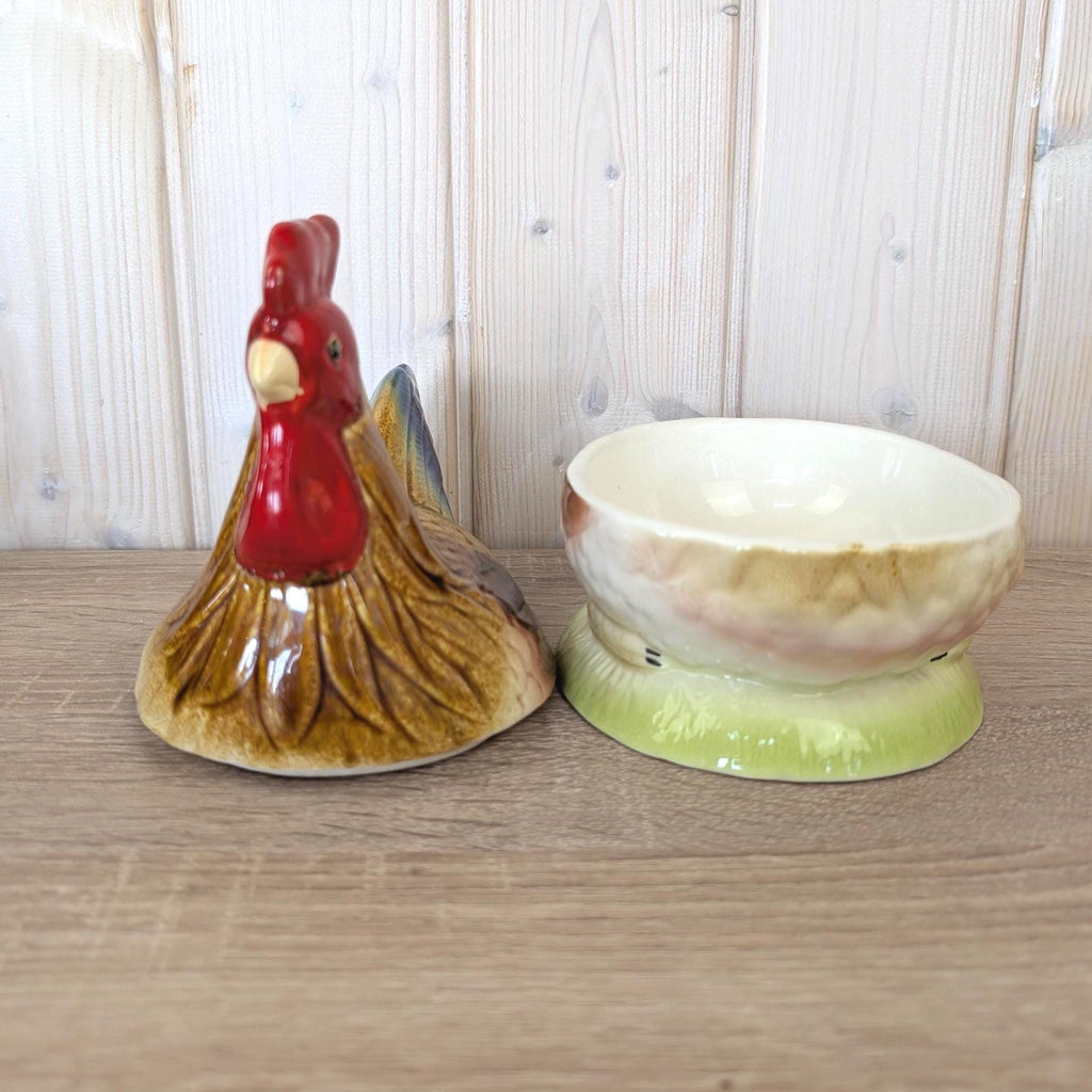 Michel Cougant French Faience Rooster Tureen Handmade, France 1970s