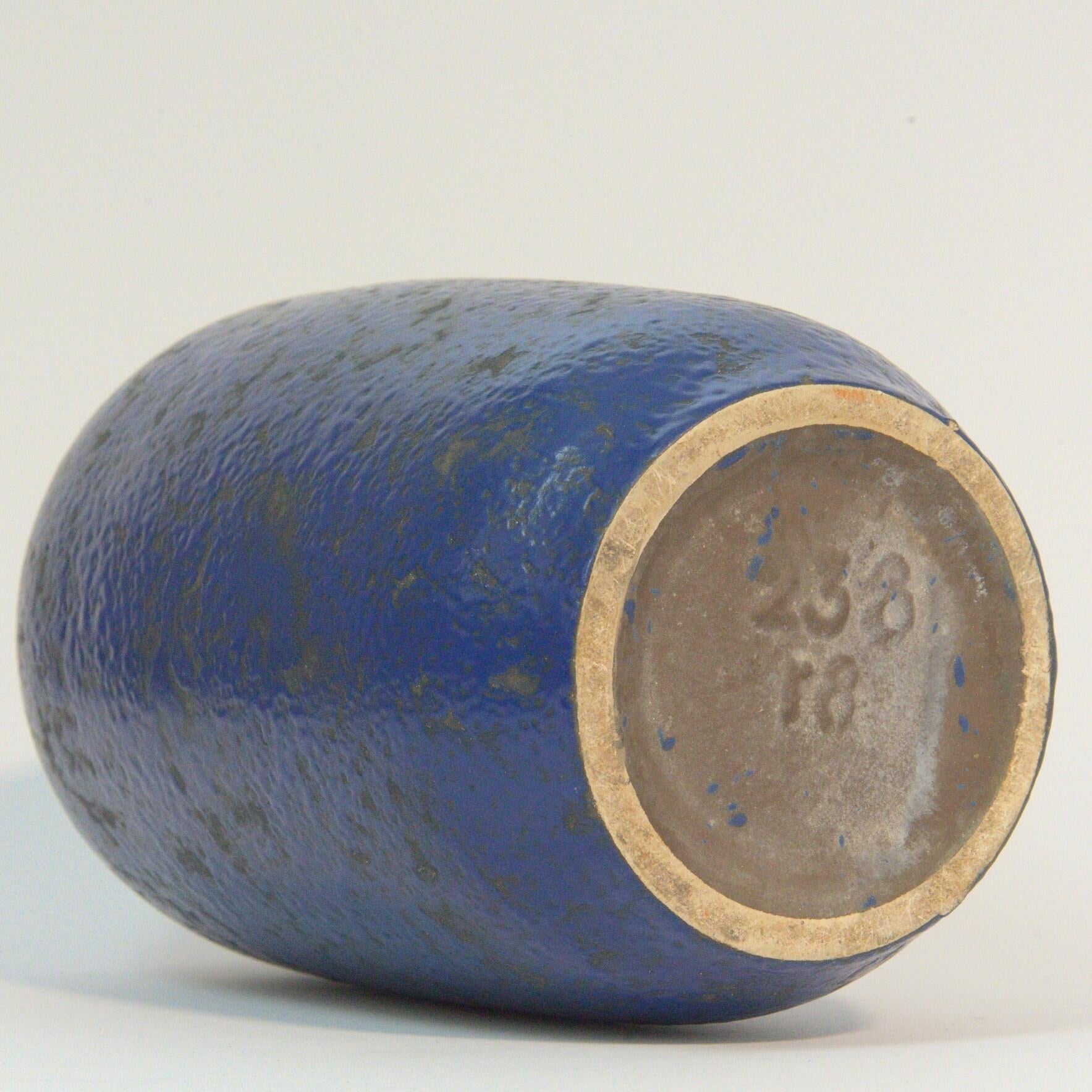 1960s Scheurich 238-18 Blue Vase West Germany Vintage Ceramic
