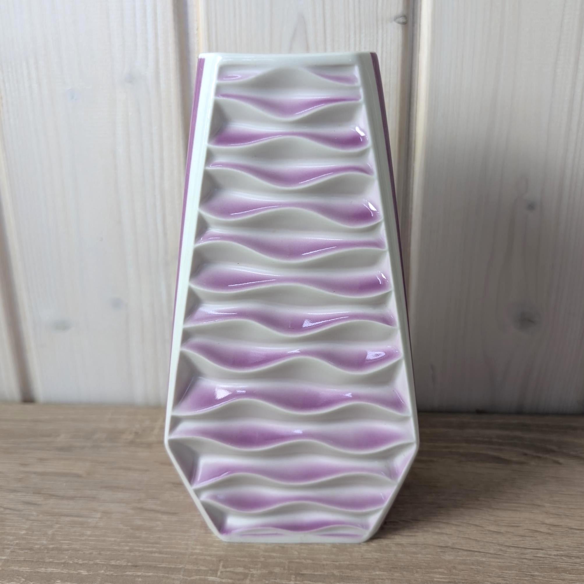 Rare Purple Relief Vase, Porcelain Plankenhammer Flos Bavaria, Mid Century