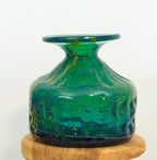 Mdina Blue Summer Glass Vase, Signed Sand and Sea Collection, Malta Studio Art Glass 1970s