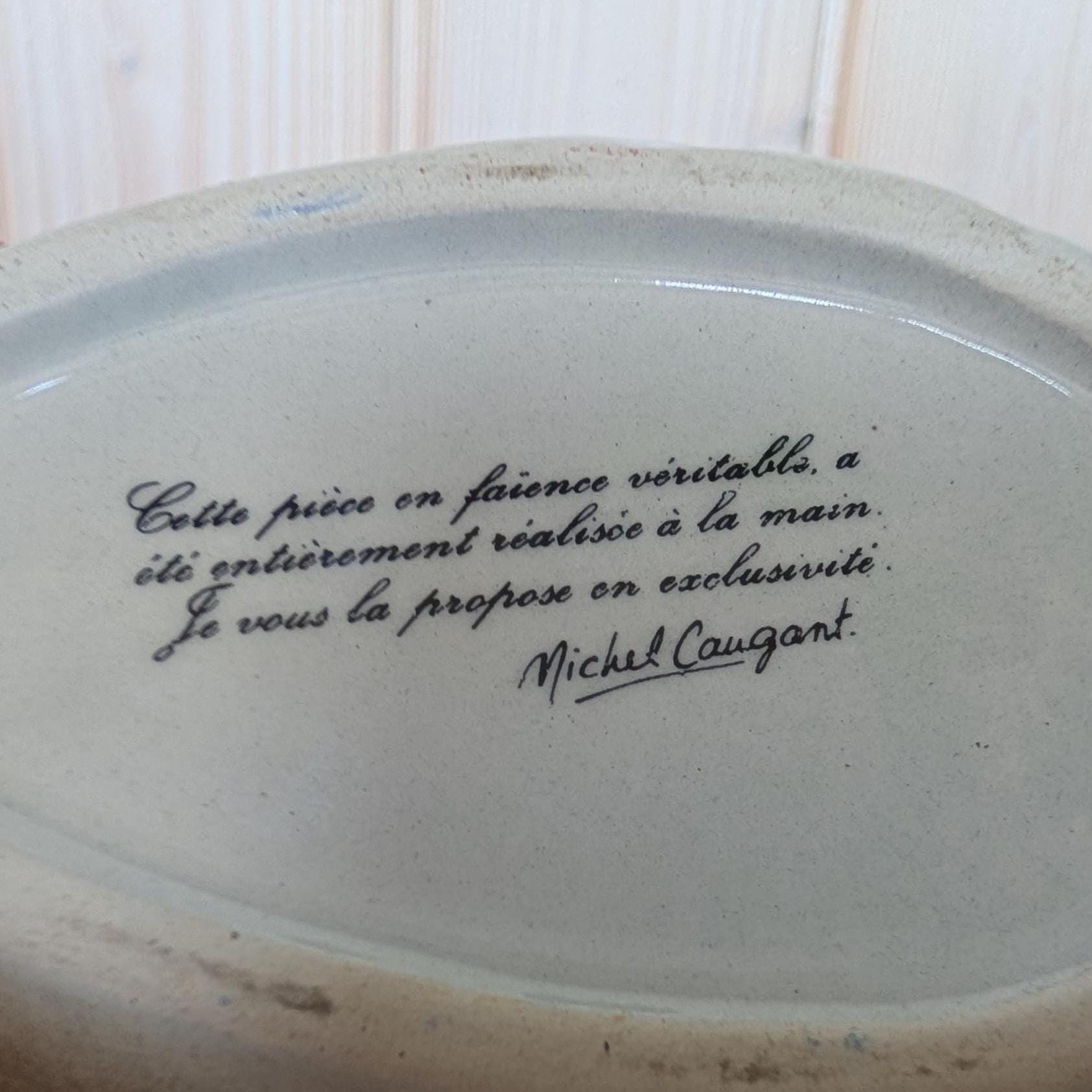Vintage Michel Cougant Duck Dish, Handcrafted French Faience Lidded Bird Box
