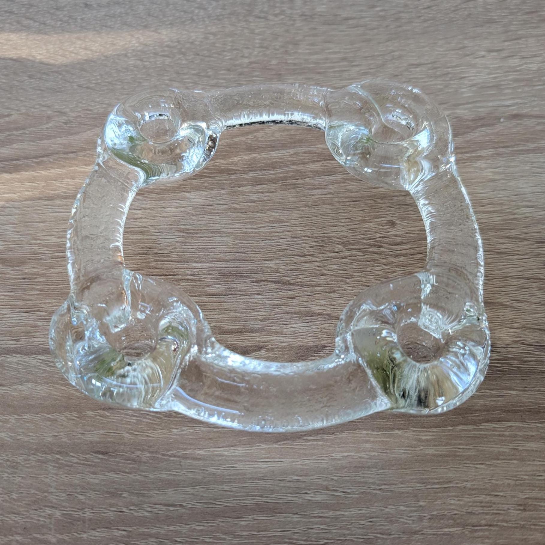 Pukeberg Sweden Glass Advent Candle Holder, Designed by Uno Westerberg, 1970s Mid-Century Scandinavian Vintage
