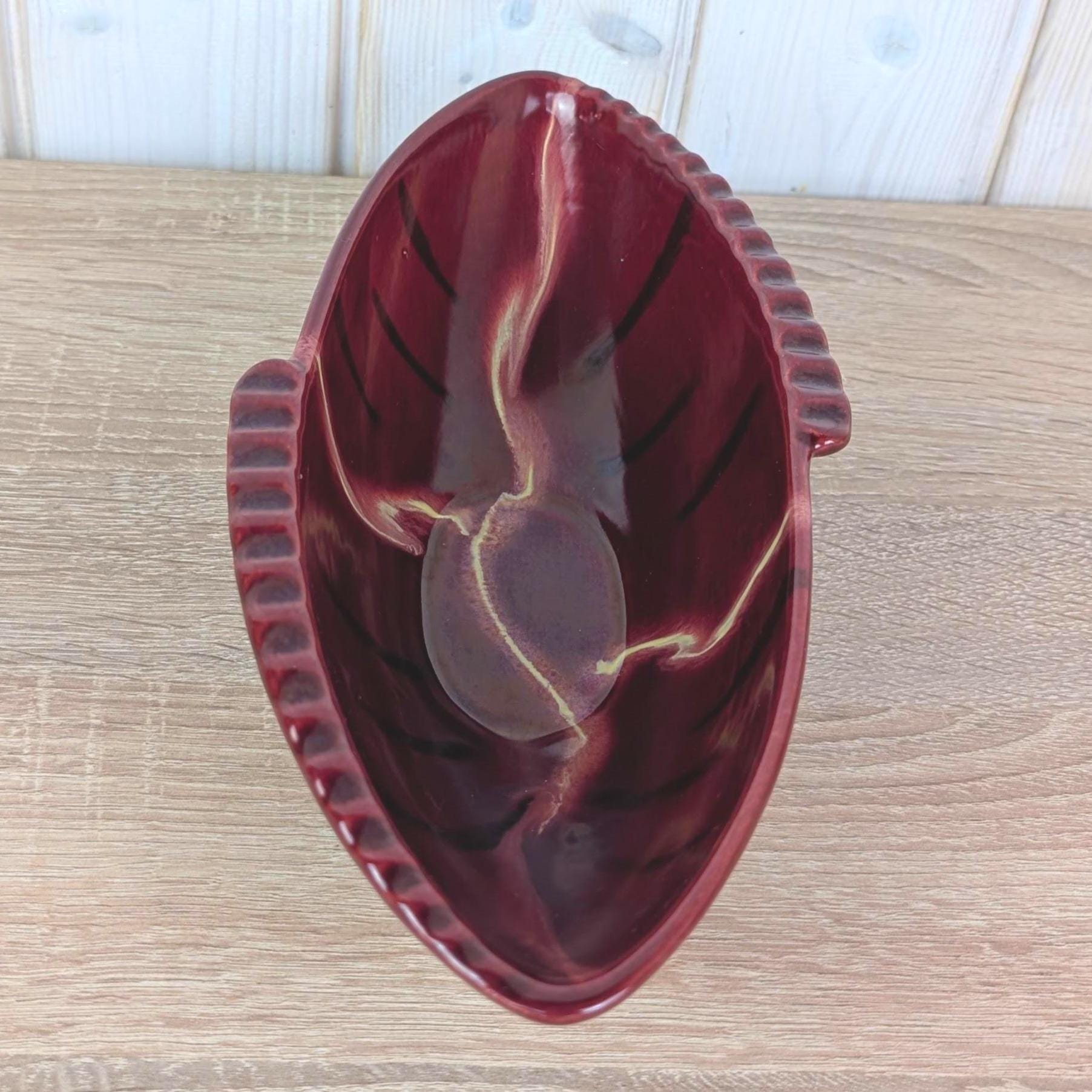 Rare VEB Gräfenroda Hortensie Ceramic Bowl, Deep Red Glaze, DDR East German, Vintage 1960s