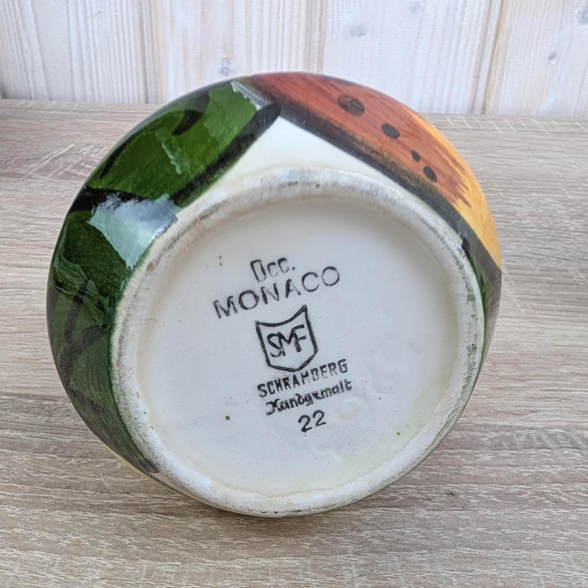 Schramberg Monaco Fruit Mugs Set of 6, Vintage German Ceramic Coffee Cups, 1970s