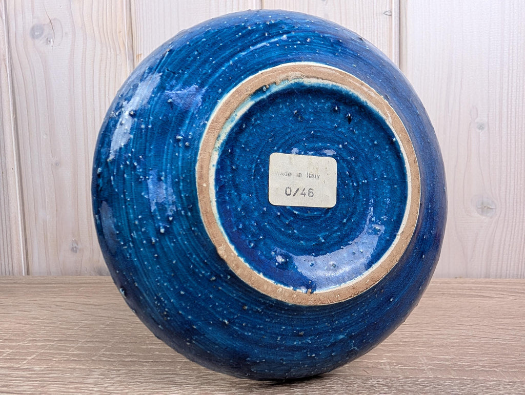 Bitossi Ikano Blue Chamberstick Candle Holder, Aldo Londi, Made in Italy, 1960s