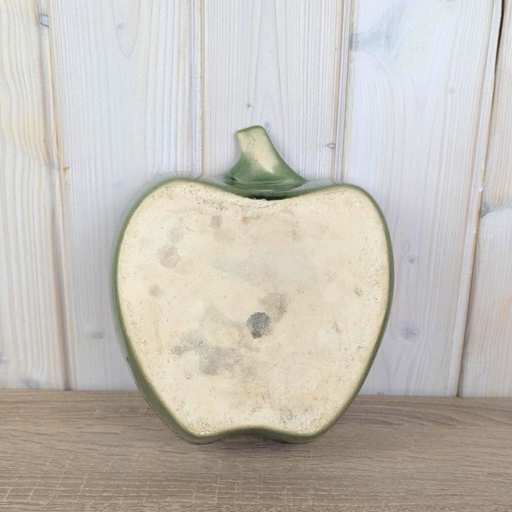 Green Ceramic Apple Baking Dish, Apple Shaped Oven Dish, Glossy Green Glaze, West German Pottery, 1950s