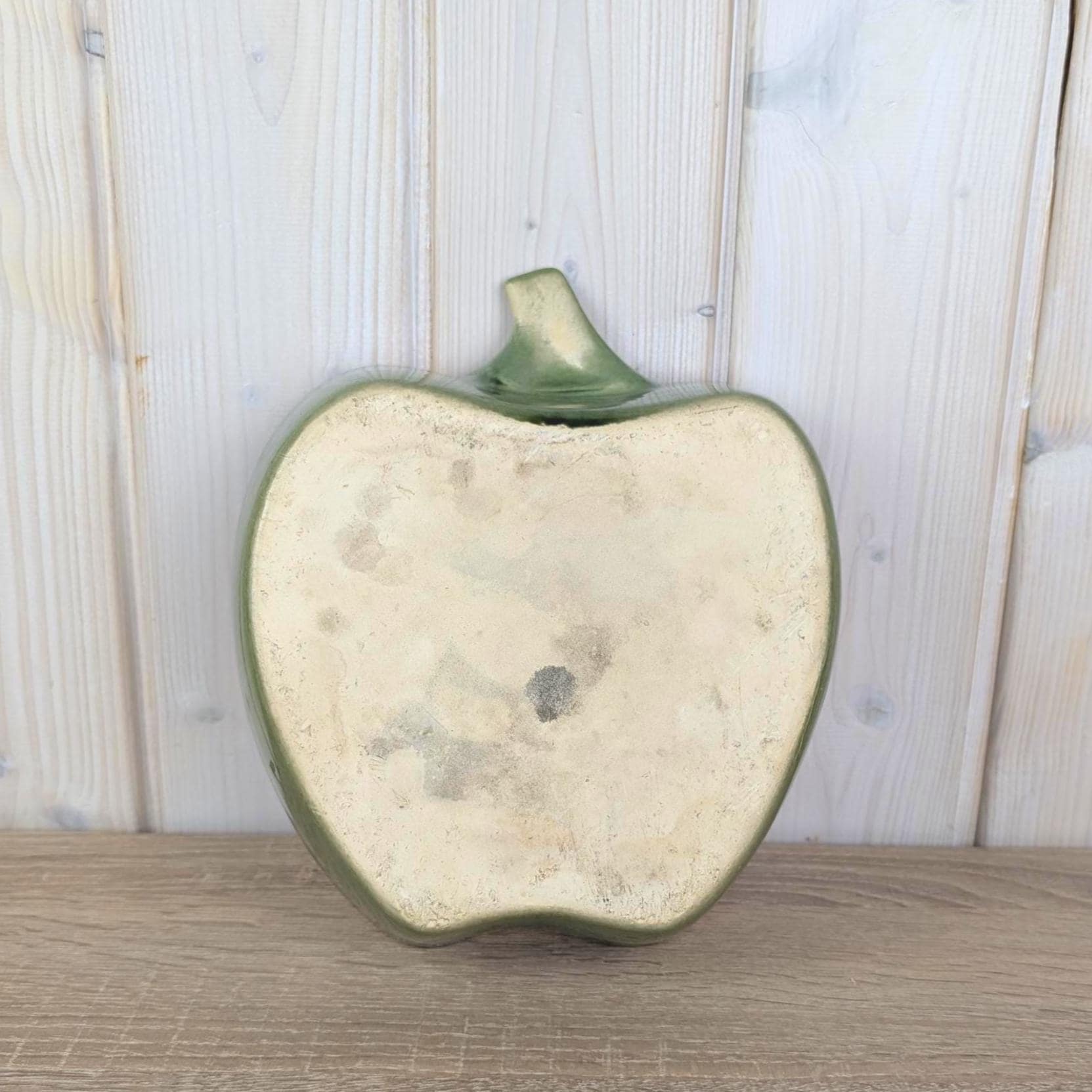 Green Ceramic Apple Baking Dish, Apple Shaped Oven Dish, Glossy Green Glaze, West German Pottery, 1950s