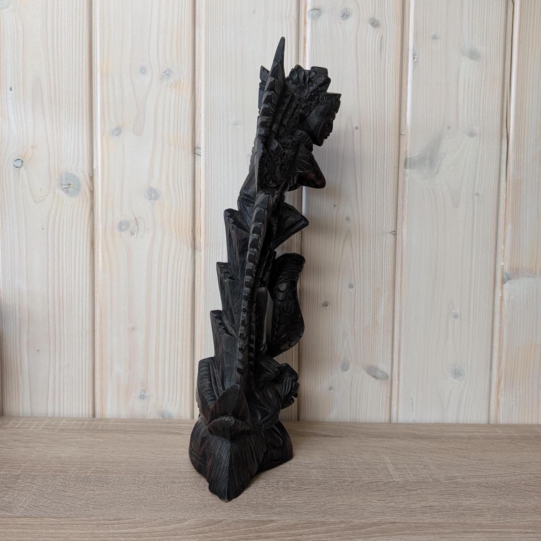 Vintage Hand-Carved Garuda Statue, Solid Sono Wood from Bali, 1950s Spiritual Protector, Exotic Home Decor