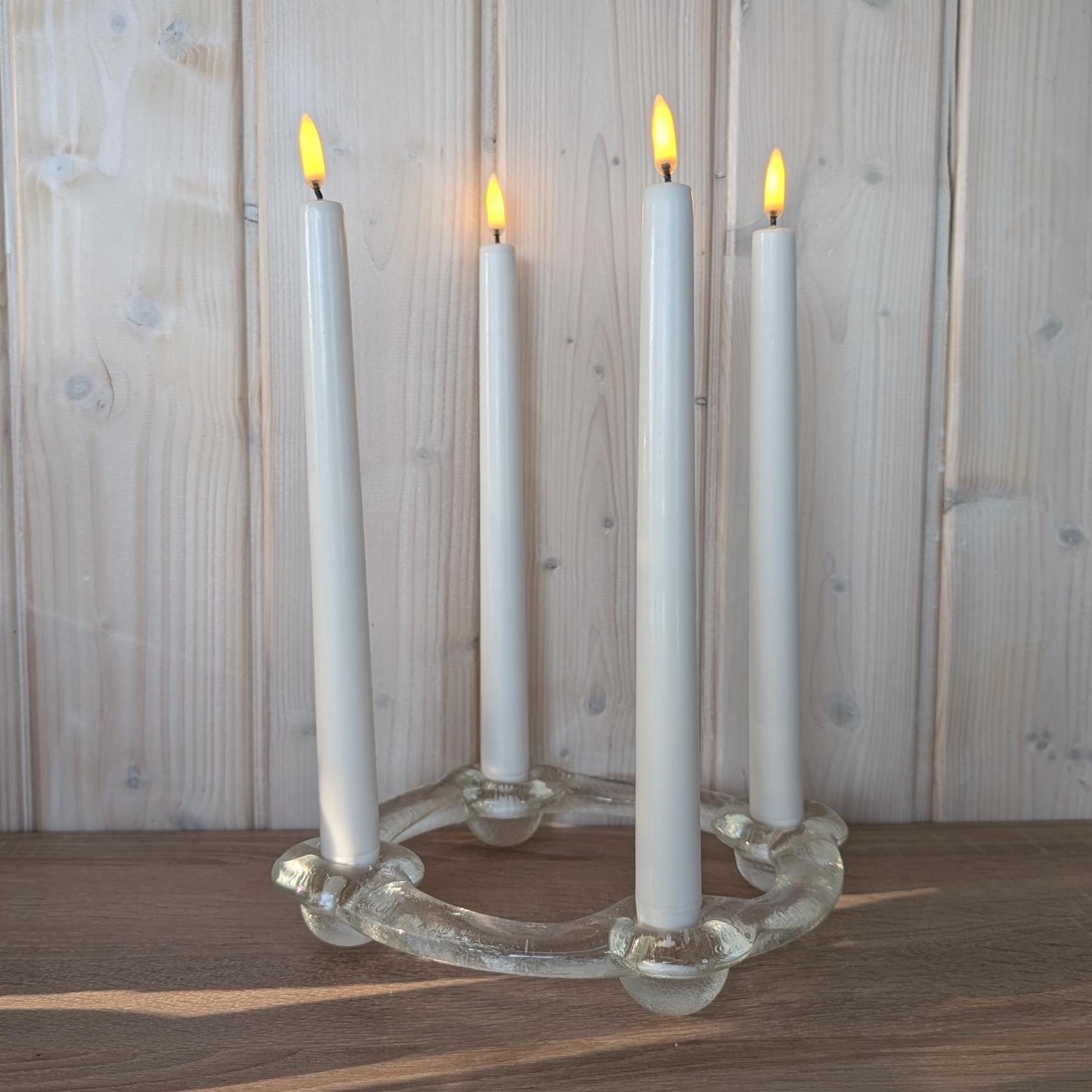 Pukeberg Sweden Glass Advent Candle Holder, Designed by Uno Westerberg, 1970s Mid-Century Scandinavian Vintage