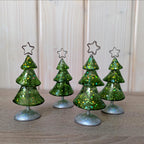 Glitter Christmas Tree Place Card Holders, Department 56, Holiday Decor Set