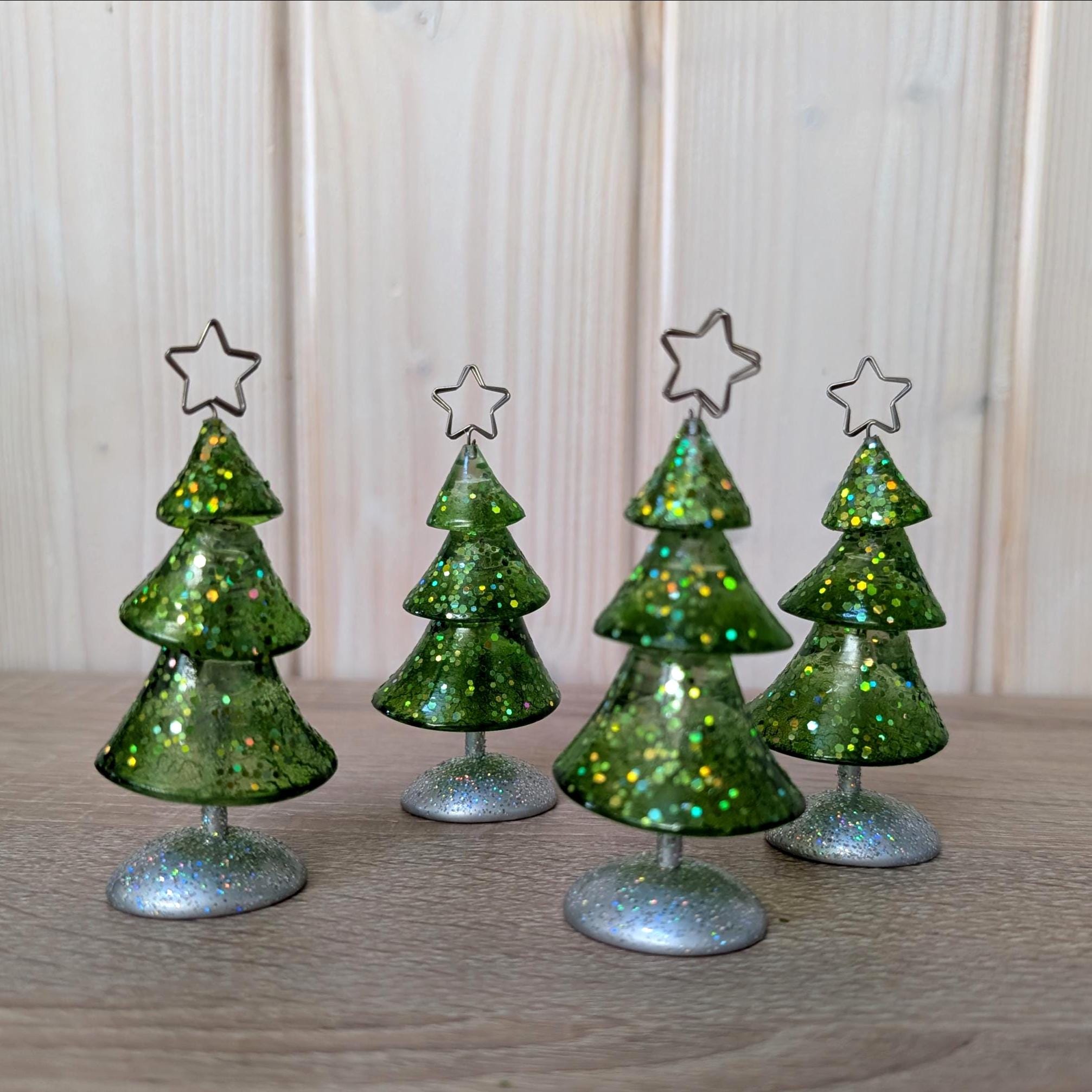 Glitter Christmas Tree Place Card Holders, Department 56, Holiday Decor Set