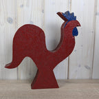 Large Hand Painted Wooden Rooster Sculptures, Folk Art Decor, Scandinavian Style, Late 20th Century