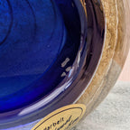 Glaskunst Meißen Handmade Glass Vase Stone Effect Cobalt Blue, Germany 1970s