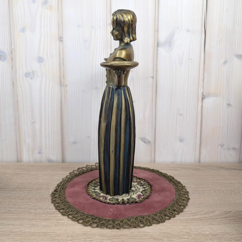 Art Nouveau Vintage Girl Candle Holder Figurine, Ceramic, 1960s