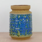 Carstens Tonnieshof Vase 1960s, West Germany Pottery, Blue Relief Glaze, Mid Century Ceramic Statement Piece