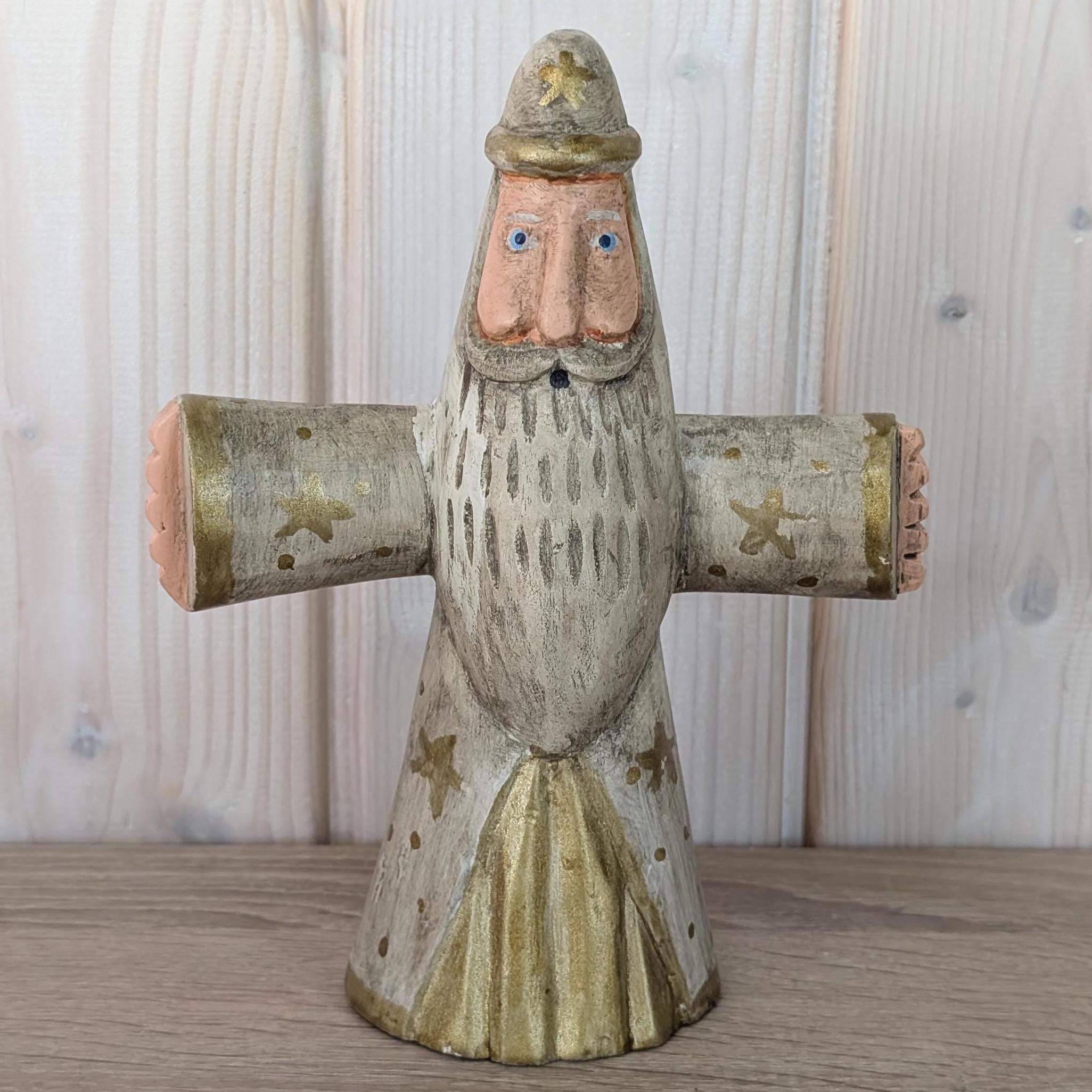 Hand-Carved Wooden Christmas Figures Set, Scandinavian Folk Art Style, Vintage 1970s Nativity Couple, Rustic Holiday Decor