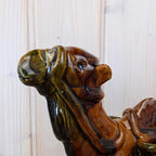 Vintage Italian Earthenware Dromedary Figurine, Glazed Terracotta with Panniers, 1950s