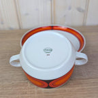 Arzberg Sizilia 3000 Soup Bowl Set of 8 with Saucers, Hans Theo Baumann, Orange Red, 1970s German Porcelain