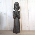 Signed Wood Carving Praying Figure, Nowakowsky, Dark Stained Folk Art Sculpture, Eastern European Religious Art, Handcarved Figurine, 1960s