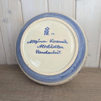 Allgäuer Keramik Altständten Punch Bowl Set, Blue White Folk Art, 6 Cups, Ladle, Handarbeit, 1970s German Studio Pottery