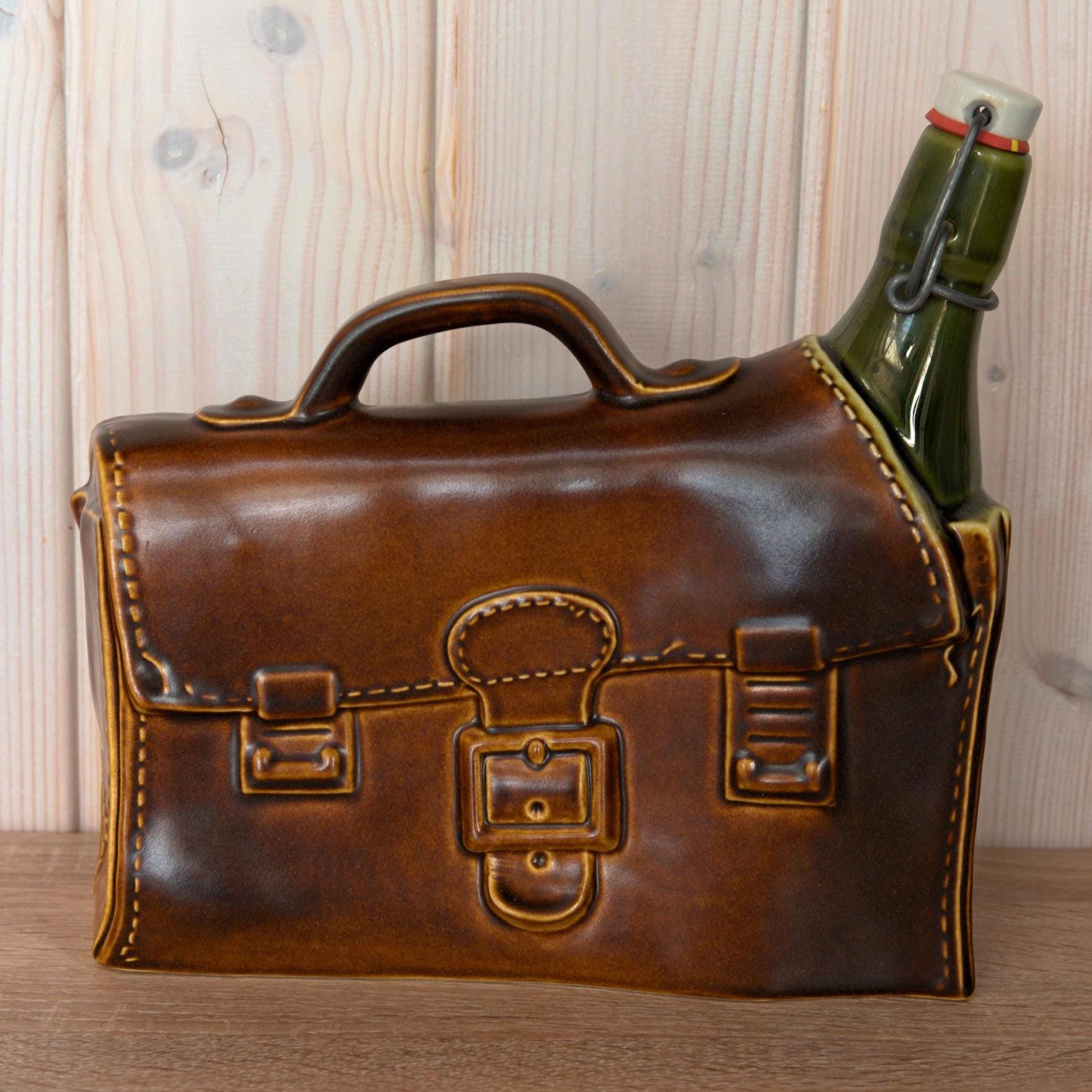 Vintage Gerz Ceramic Beer Jug, Bag Shape, West Germany Barware