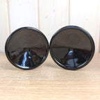 Luminarc Black Glass Goblets, Set of 2, Embossed Fruit Motif, Made in France, 1970s Vintage Barware