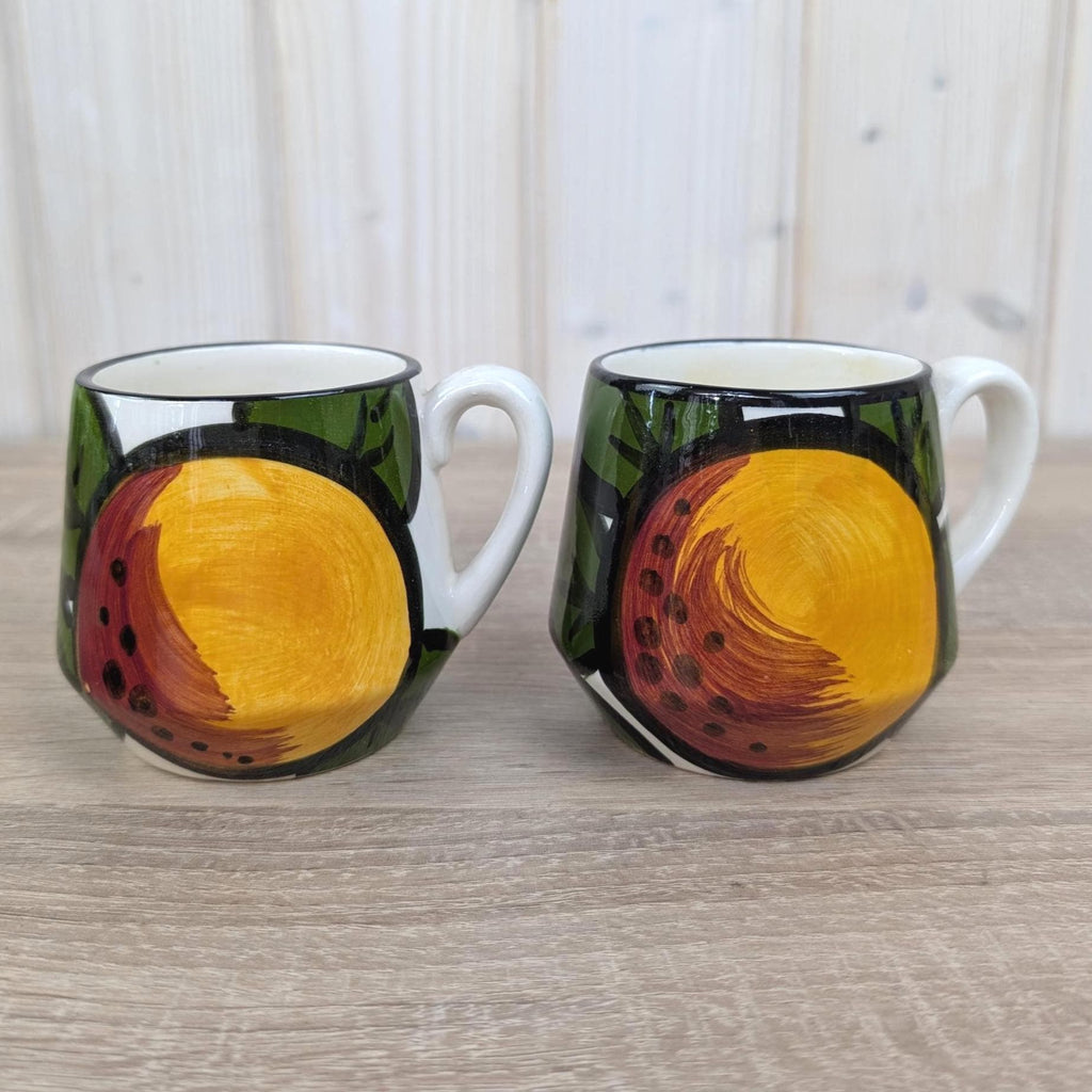 Schramberg Monaco Fruit Mugs Set of 6, Vintage German Ceramic Coffee Cups, 1970s