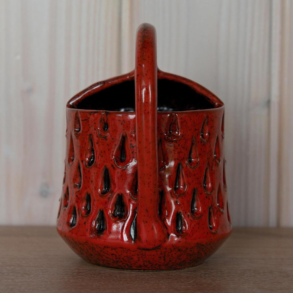 Fratelli Fanciullacci Red Ceramic Watering Can Vase, Mid-Century Italian Pottery