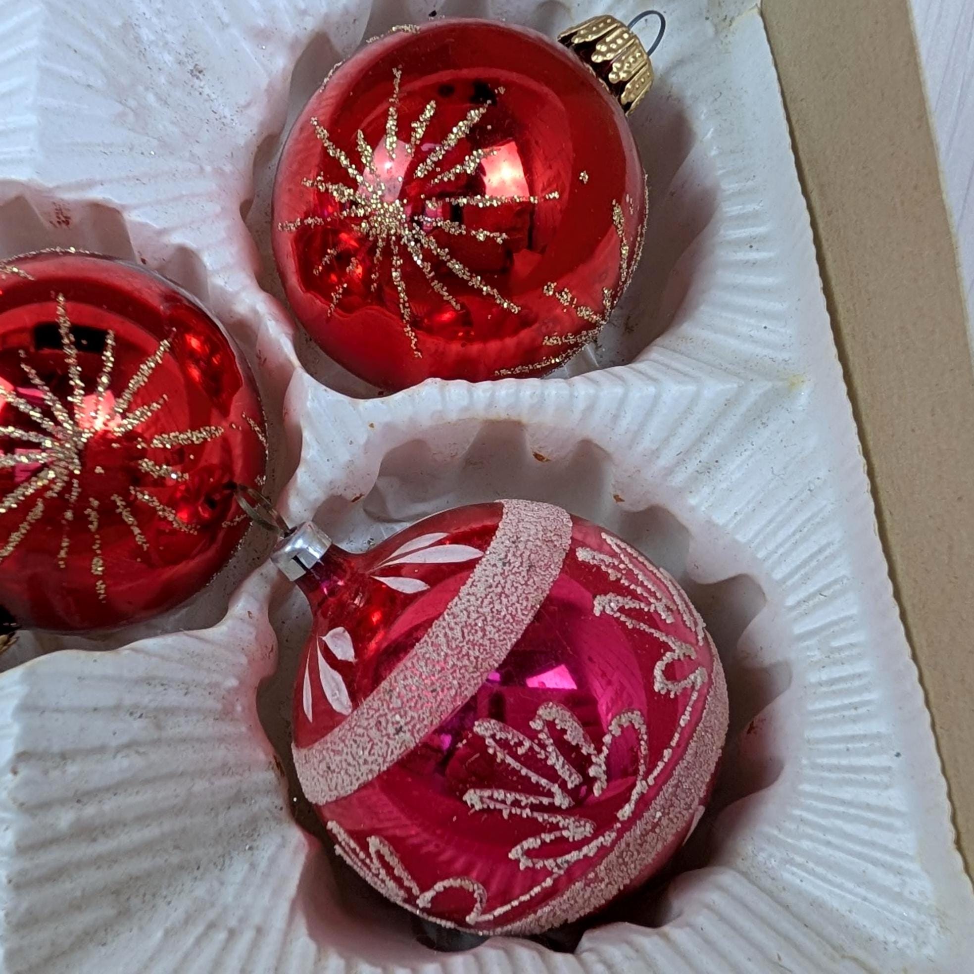 Mixed Vintage German Christmas Ornaments Set, Glass Baubles, Martin Ziegler Stuttgart, Circa 1970