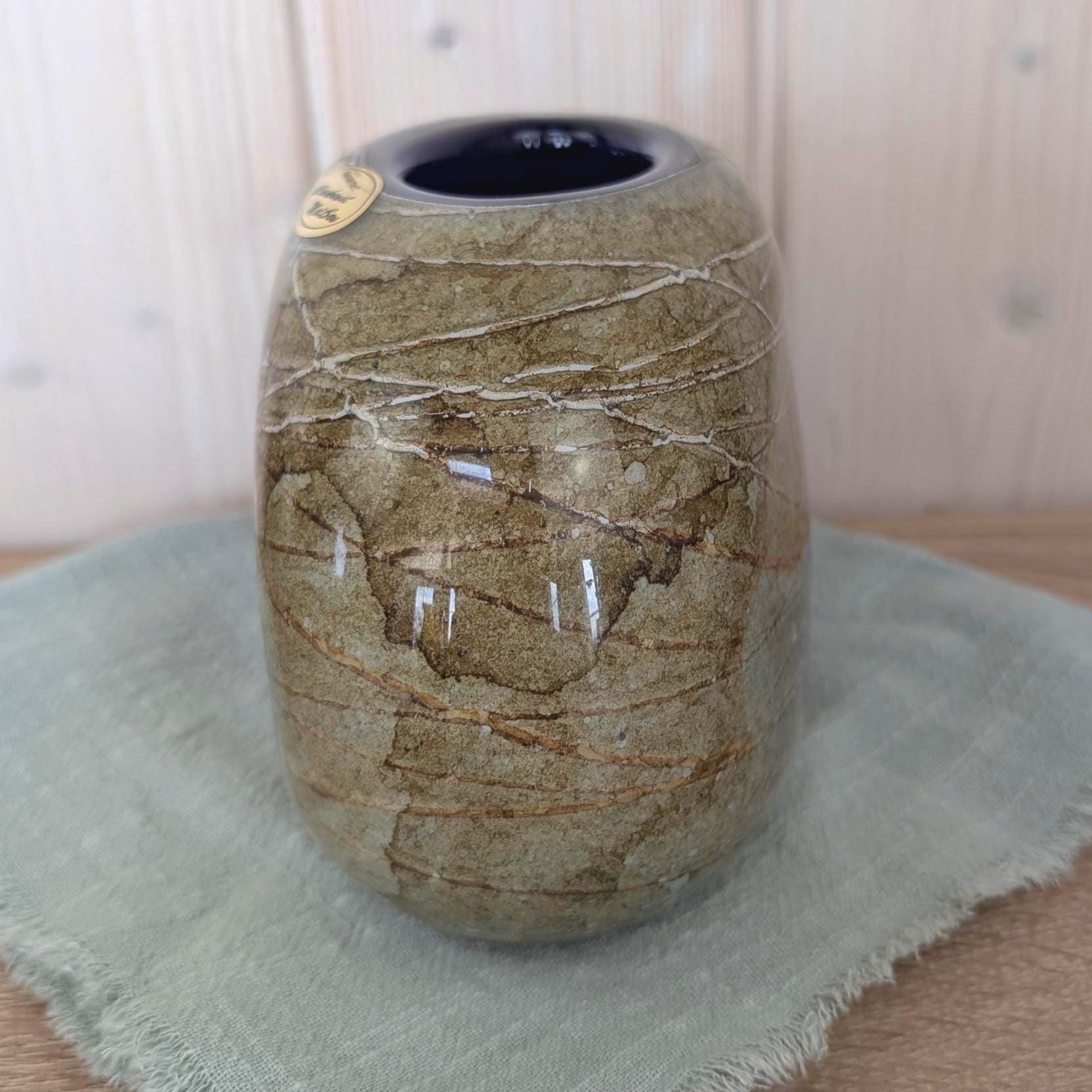 Glaskunst Meißen Handmade Glass Vase Stone Effect Cobalt Blue, Germany 1970s