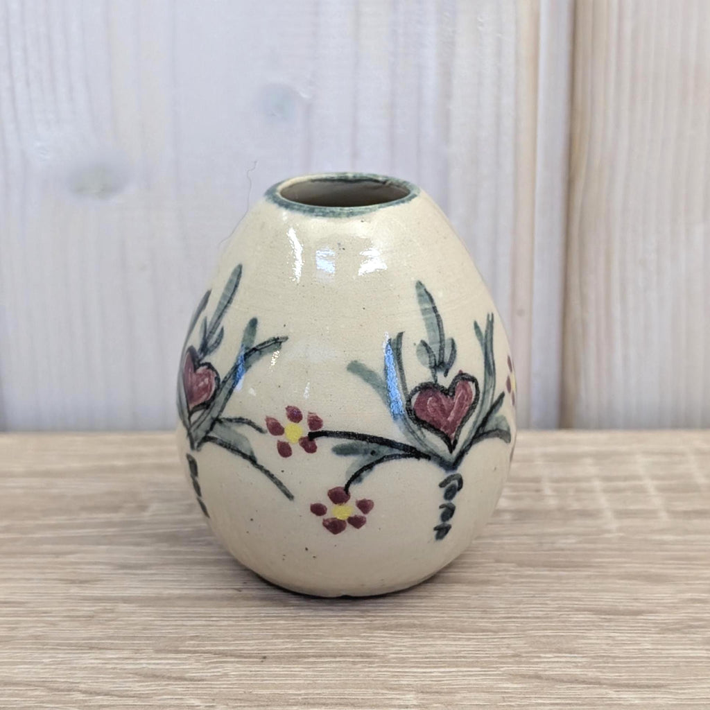 Vintage Studio Pottery Bud Vase, Hand Painted Ceramic Mini Vase, European, Mid Century