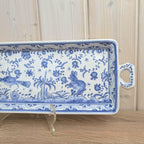 Figcer Portugal Blue White Ceramic Tray, Hand Painted Birds Flowers, Zona de Conimbrica, 1970s