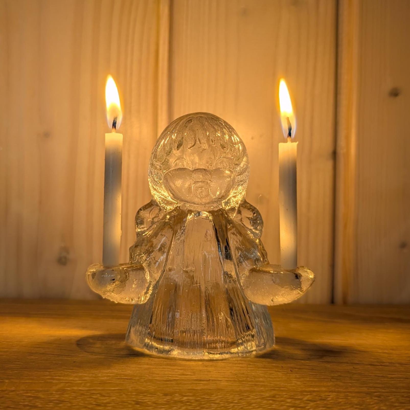 Glass Angel Candle Holder, Goebel Germany, Vintage Christmas Decor, 1980's