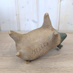 Vintage Mexican Pottery Goat Figurine, Folk Art Bull Terracotta Sculpture, Handmade Mexico, 1960s