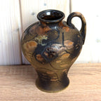 Ruscha K-31 Vase West Germany, Mid Century Ceramic Vase with Handle, Brown Beige Abstract Pottery