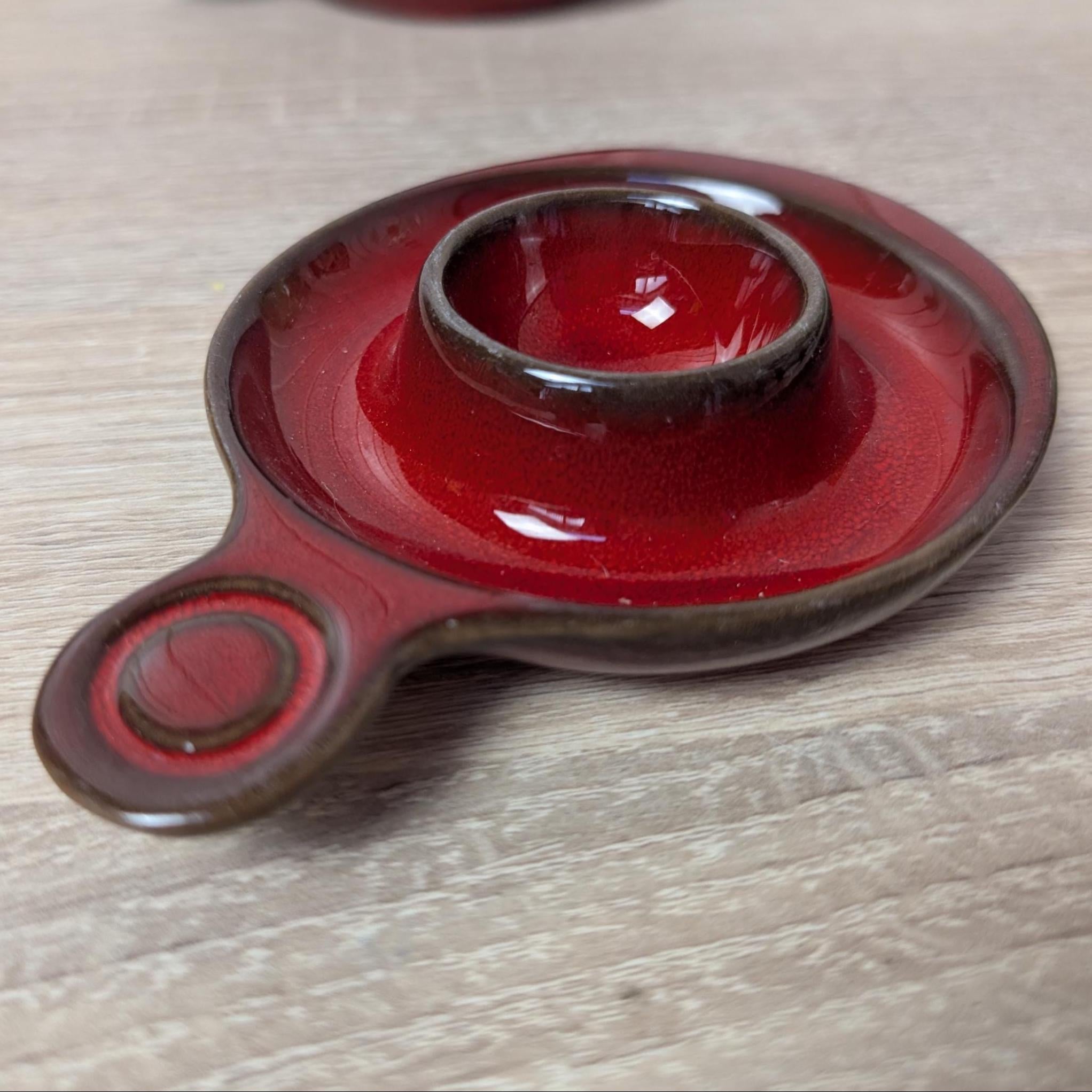Vintage Rastal Red Glazed Ceramic Egg Cups, Set of 4, Mid Century