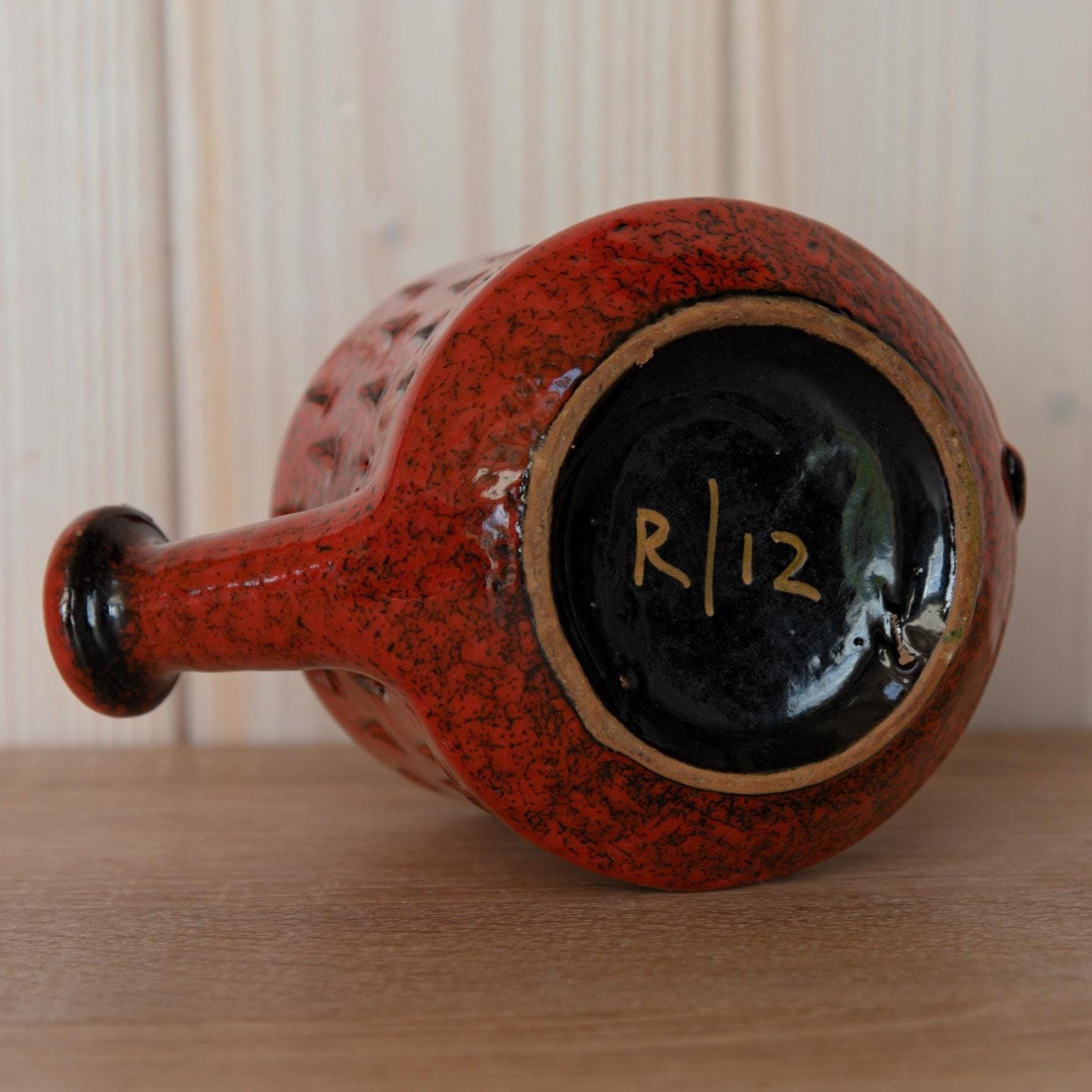 Fratelli Fanciullacci Red Ceramic Watering Can Vase, Mid-Century Italian Pottery