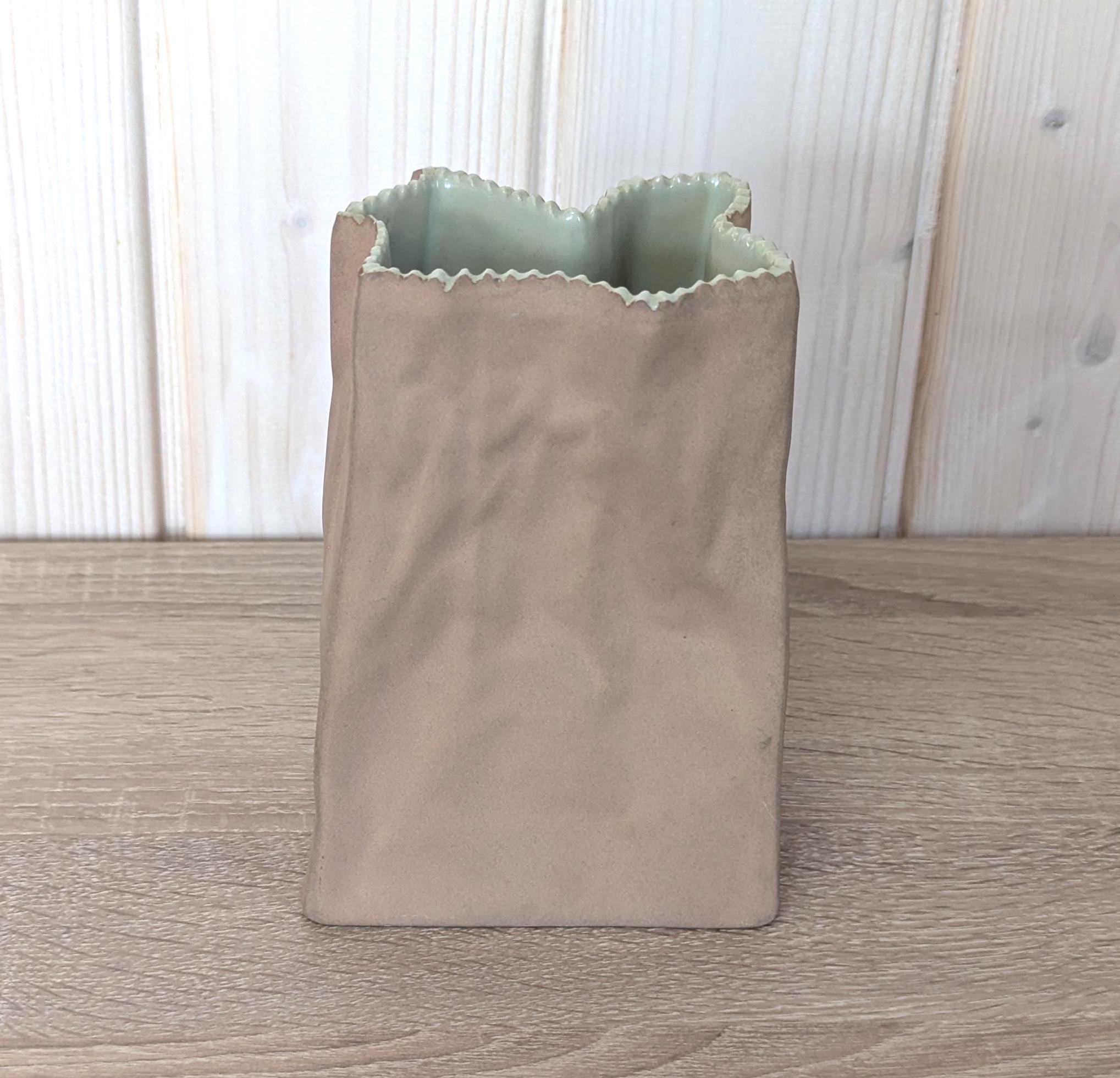 Rosenthal Paper Bag Vase, Studio Line Kreukeltas, German Modernist Porcelain, 1980s Vintage