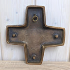 Vintage Bronze Wall Cross, Five Mysteries Relief, Religious Cast Bronze, 1960s