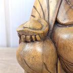 Laughing Buddha Statue Hand Carved Wood, Sitting Budai Figurine, Happiness Wealth Sculpture, Vintage Asian Folk Art, 1980s