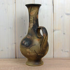 Ruscha K-35 Vintage West German Pottery Vase, Mid Century Ceramic with Handle Brown Beige Glaze