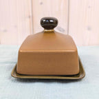 Goebel Country Bretagne Butter Dish, Covered Butter Dish, West Germany, Bavaria, Oeslauer Manufaktur, Olive Brown Stoneware, 1970s
