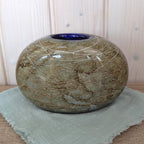 Glaskunst Meißen Handmade Glass Vase Stone Effect Cobalt Blue, Germany 1970s