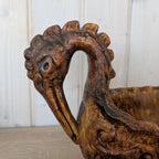 Jasba West Germany Bird Bowl Fat Lava, ølhøne Beer Hen, Brown Glaze, 1960s