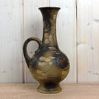 Ruscha K-35 Vintage West German Pottery Vase, Mid Century Ceramic with Handle Brown Beige Glaze