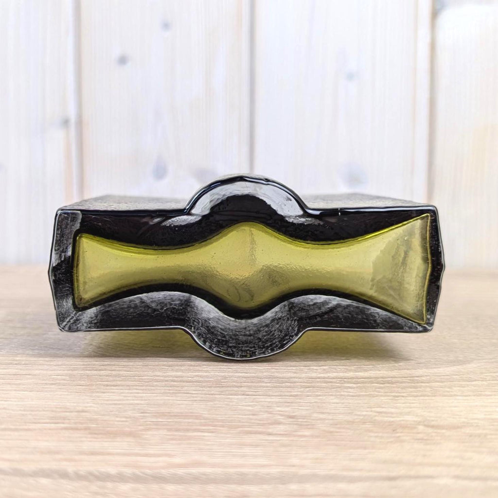 Vintage Nanny Still Riihimäki Olive Green Glass Vase, Finnish Art Glass, 1960s