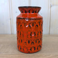 Bay Keramik Relief Vase 503-14, Red Orange Black, West Germany, 1960s