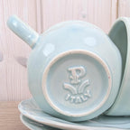 Pagnossin Italy Cup and Saucer Set of 6, Celadon Mint Green, Treviso Italian Pottery, 1960s Vintage Tableware