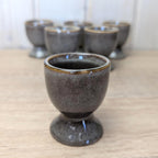 Vintage Grey Stoneware Egg Cups Set of 6, Rustic Ceramic, Mid Century Tableware
